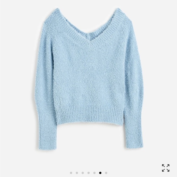 NWOT Madewell city blue Double V-Neck Sweater - Picture 5 of 7